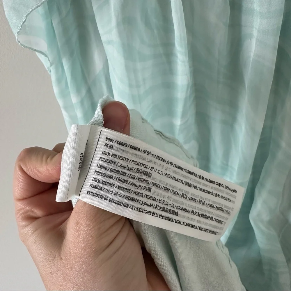 Abercrombie & Fitch Light Mint Ruffle Back Tie Maxi Dress